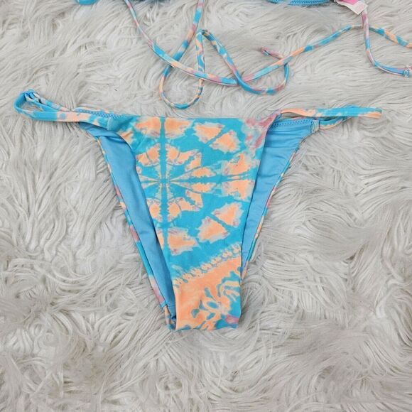 Victoria Secret 2019 Tie Dye Gorgeous Pastel Women's Size XS Ring String Bikini - Picture 2 of 7